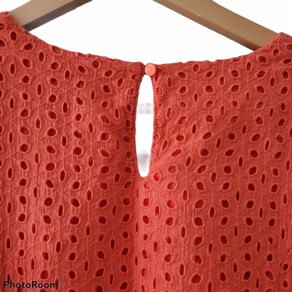 Alfred Sung, Eyelet,  Cotton Lace,  Coral Dress - Picture 2 of 6